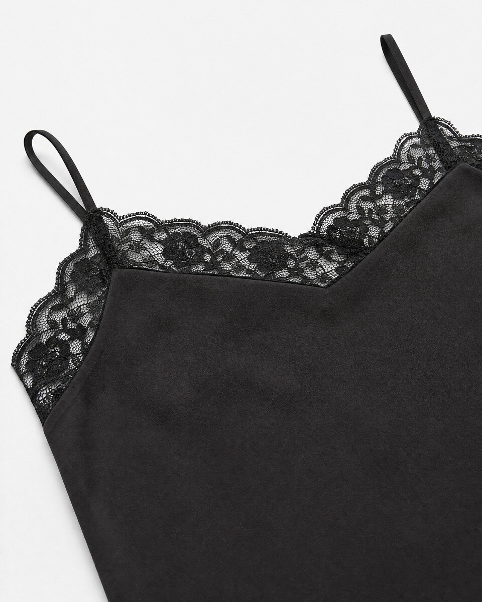 Black silk and lace camisole