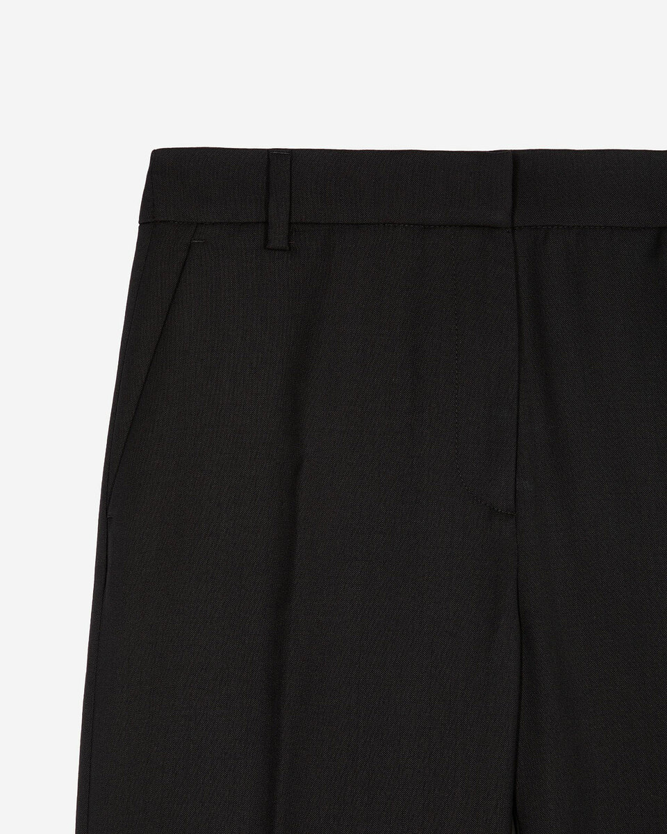 Wide-leg black wool pants