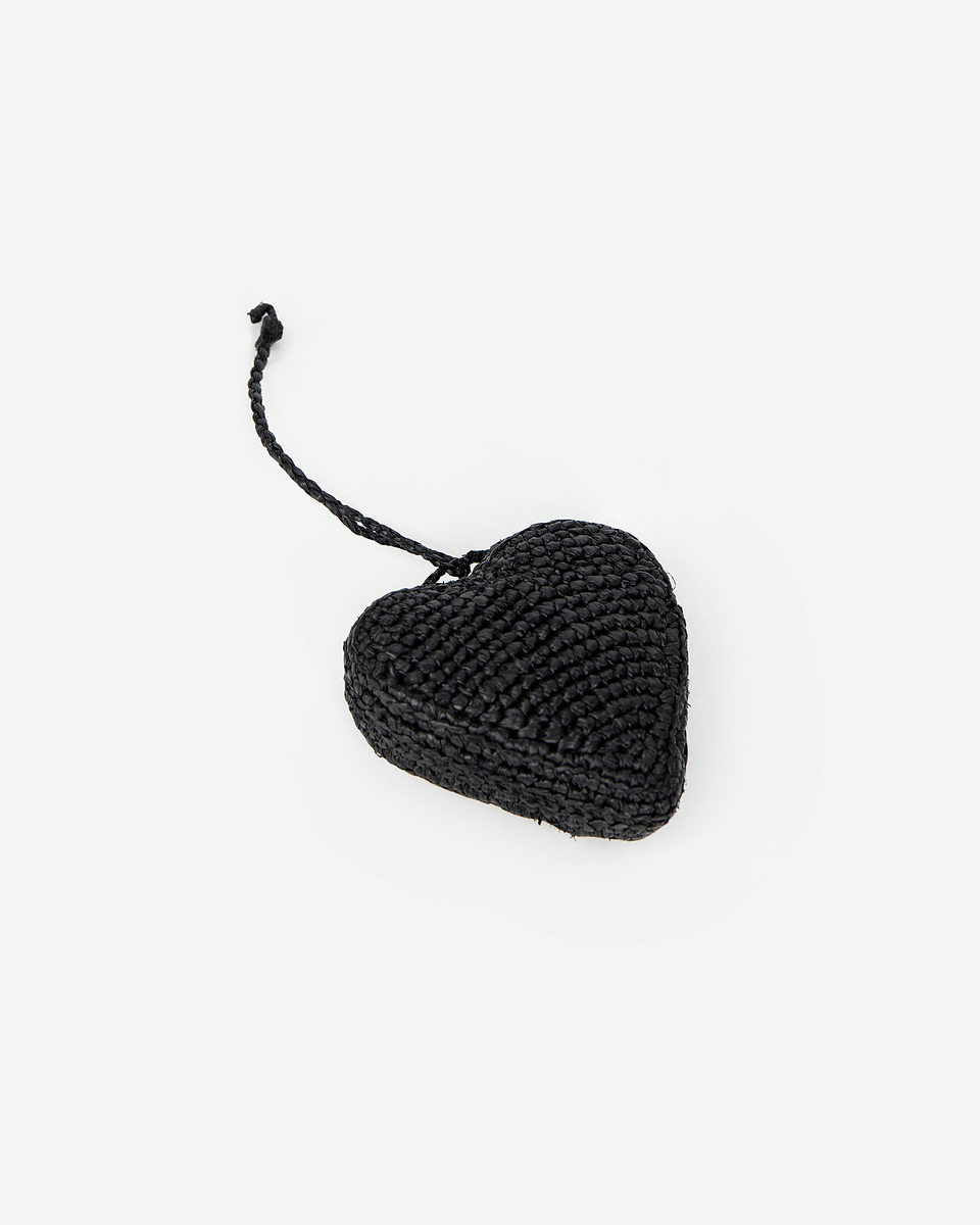 Black raffia heart bag jewel
