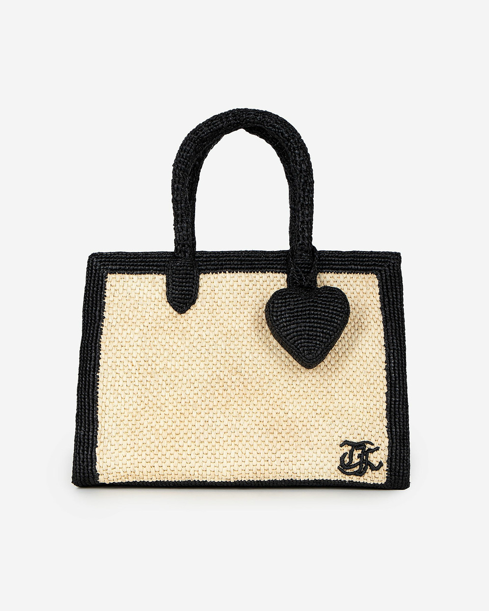 Black raffia heart bag jewel