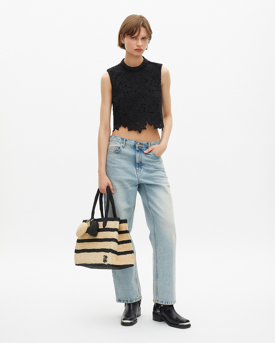 Black lace crop top
