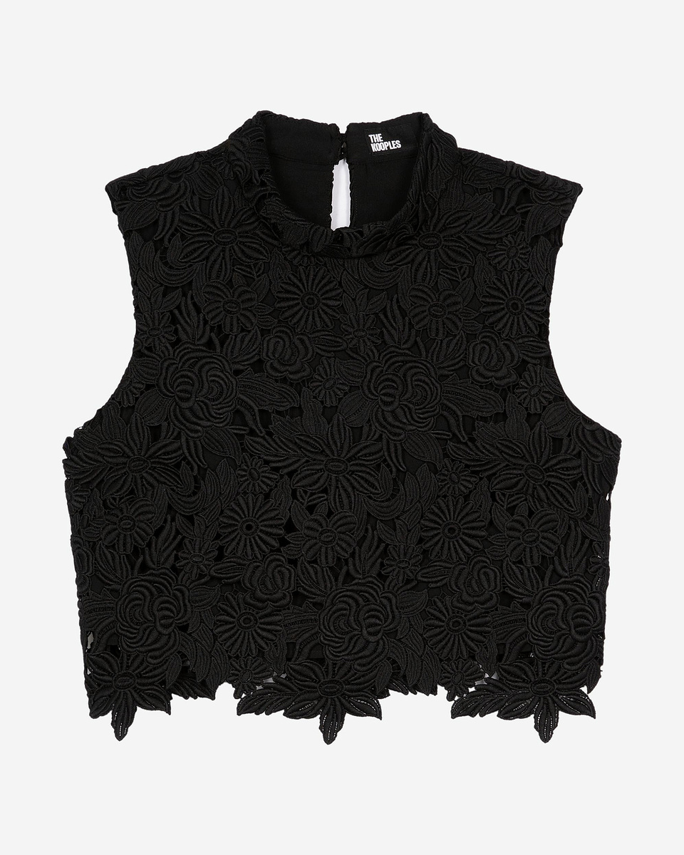 Black lace crop top