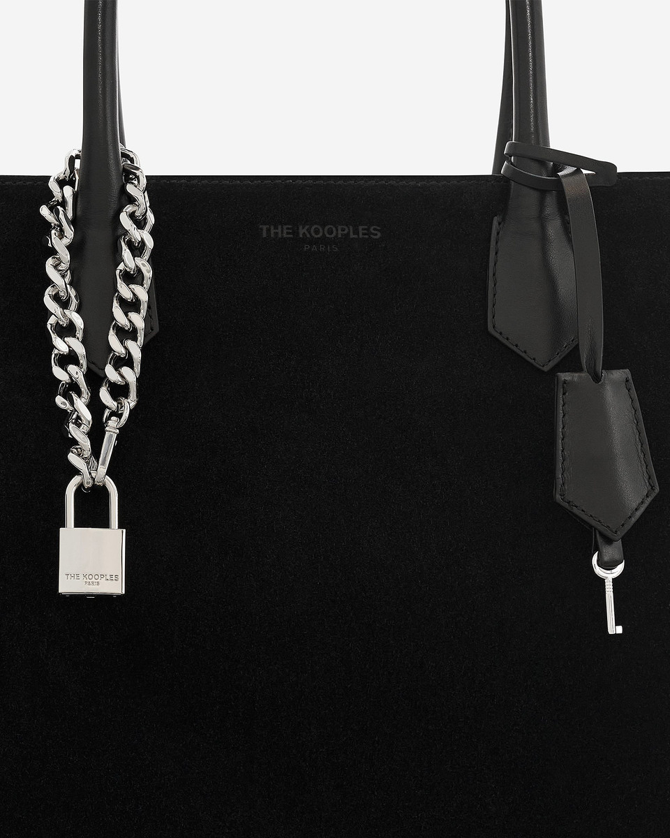 Ming L tote bag in black suede