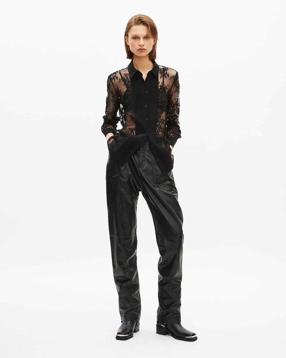 Black lace sheer shirt