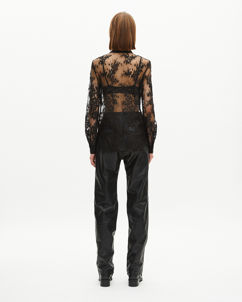 Black lace sheer shirt