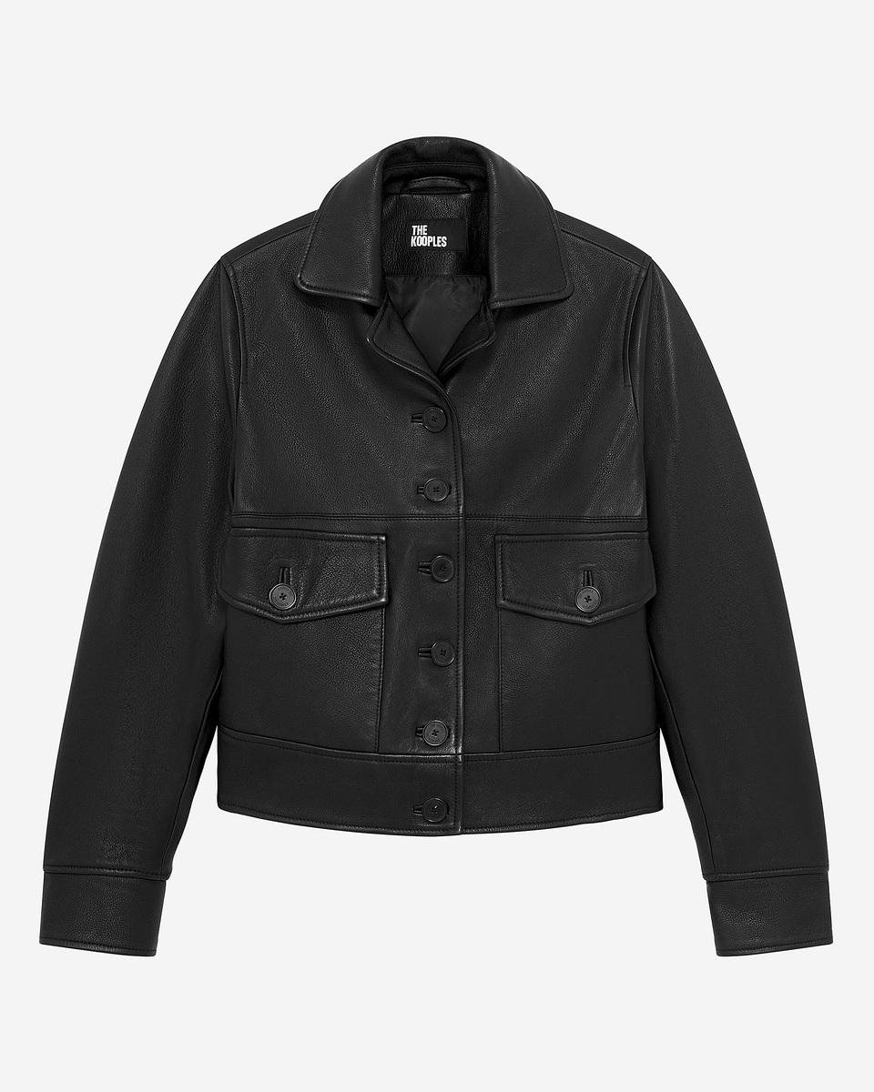 Short black leather jacket