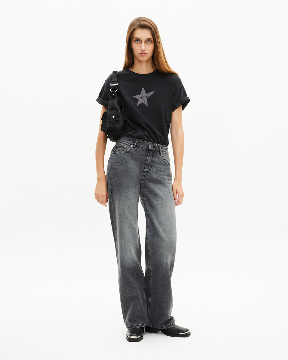 Black wide-leg jeans