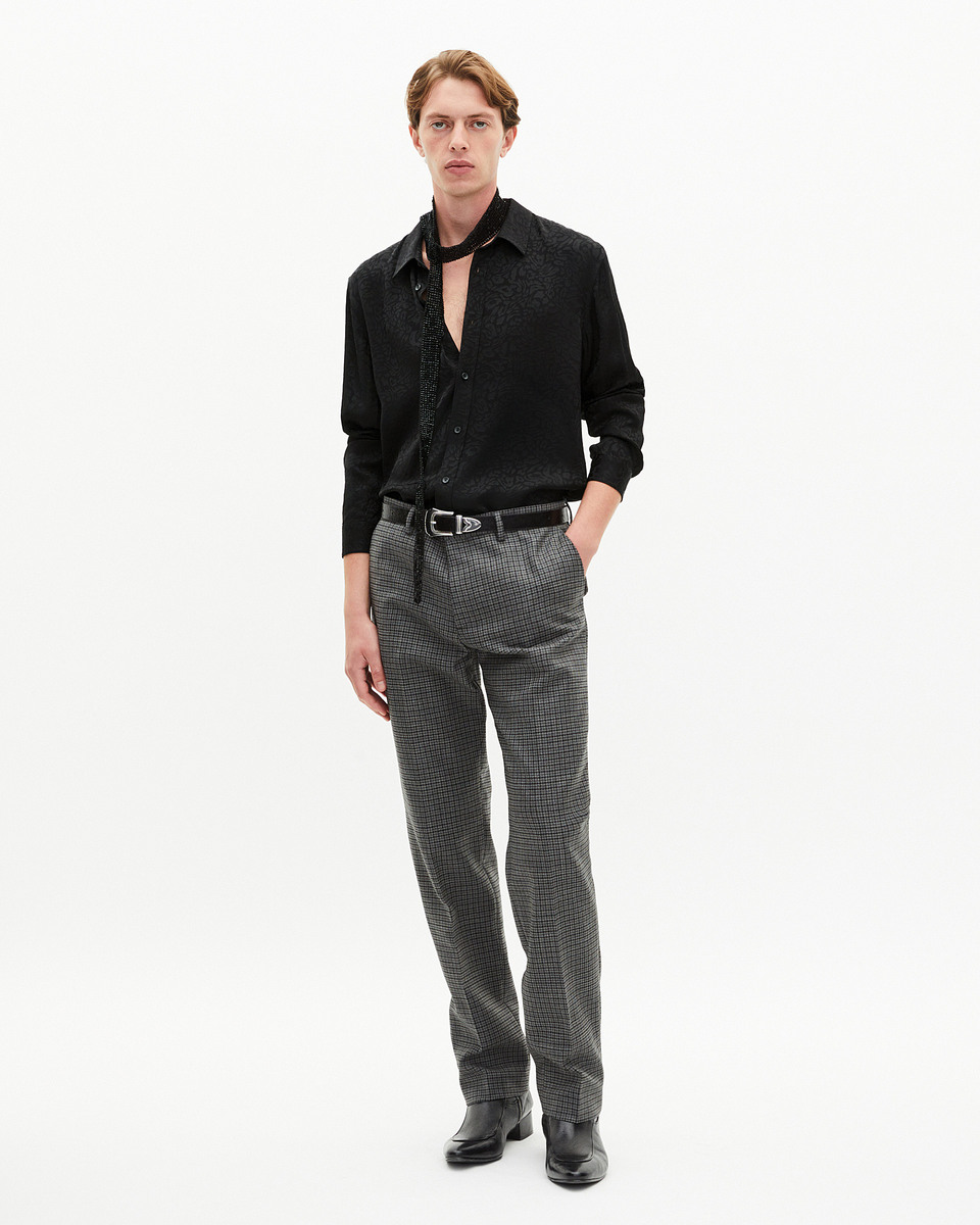 Black leopard jacquard shirt