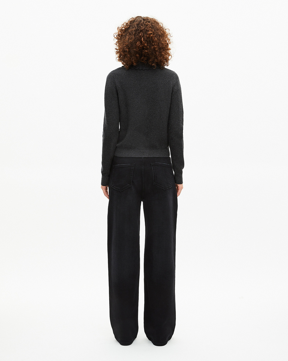 Black cowl-neck sweater