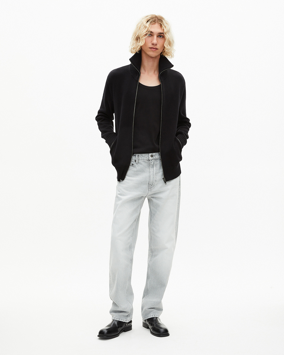 Black zip-up cardigan