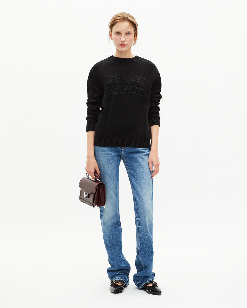 Sweater with black lurex jaquard