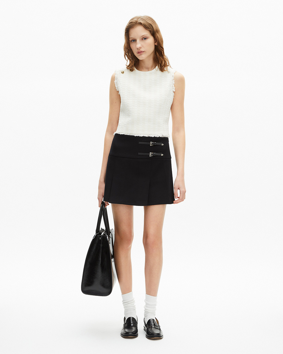 Wrap skirt with short black western buckles