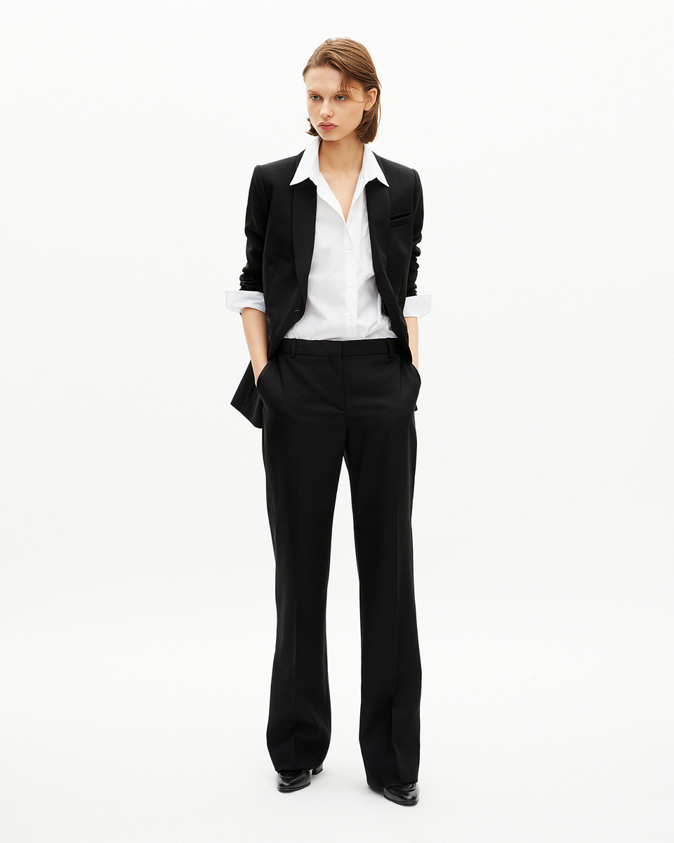 Black satin detail suit jacket