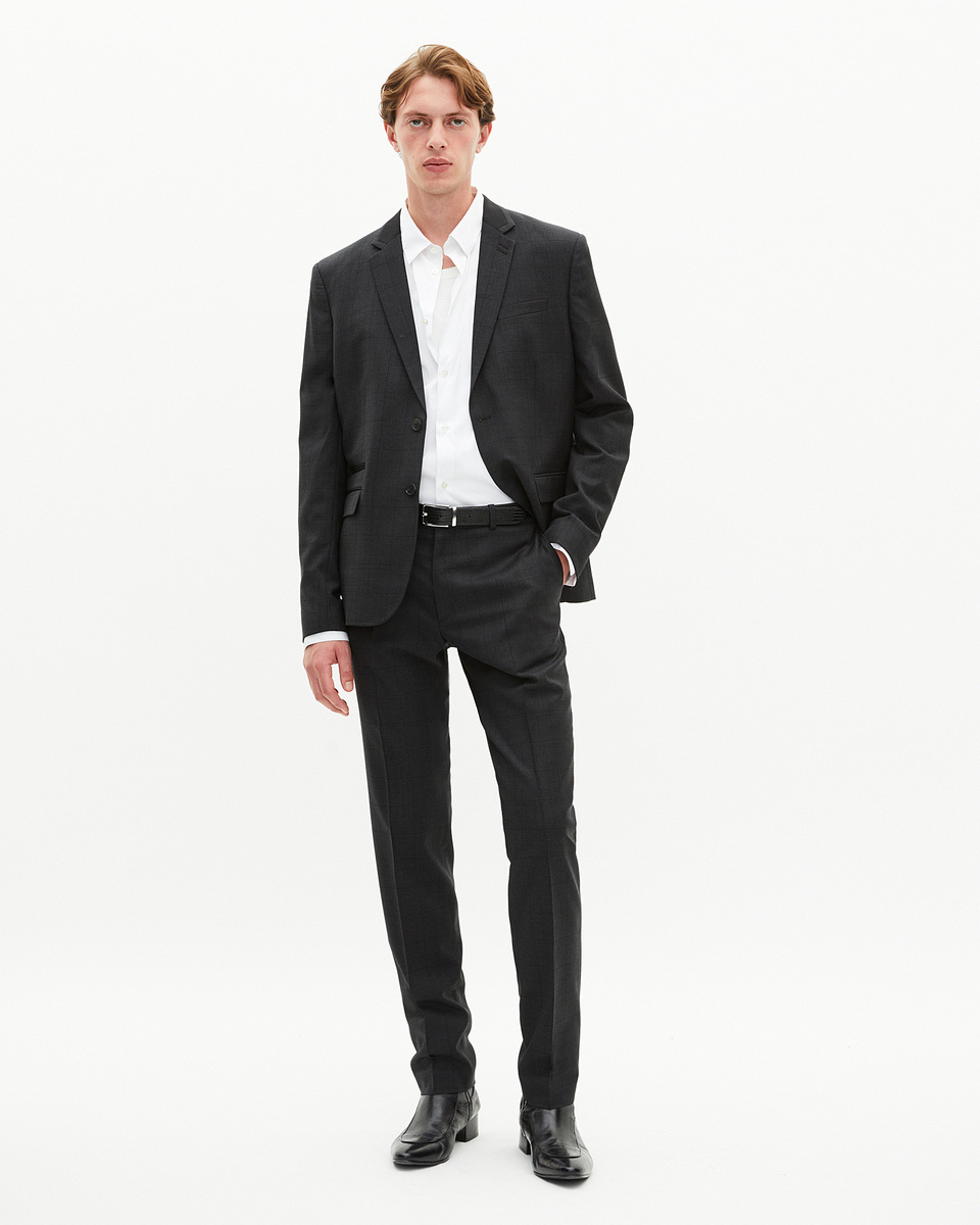 Black wool plaid suit jacket