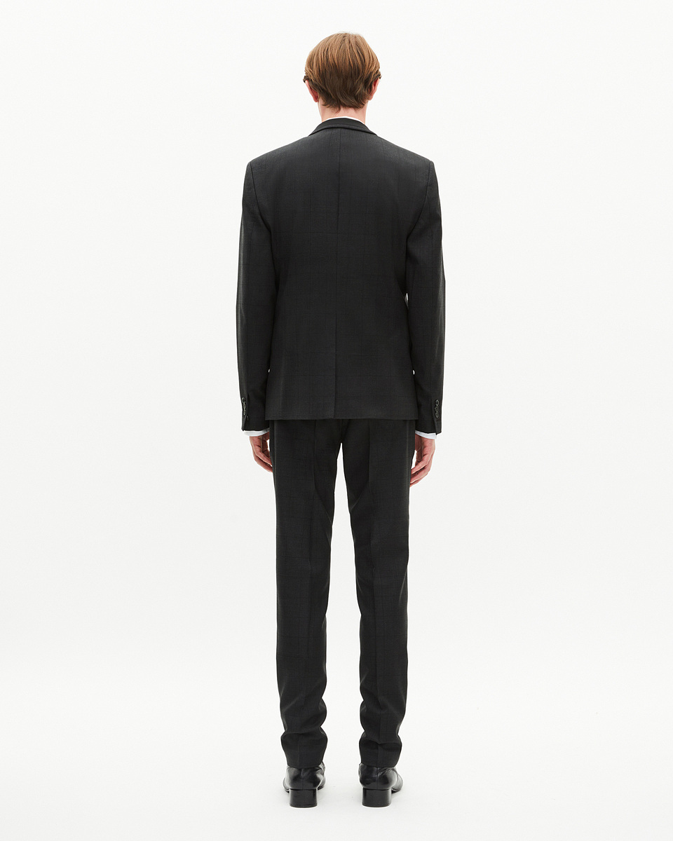 Black wool plaid suit jacket