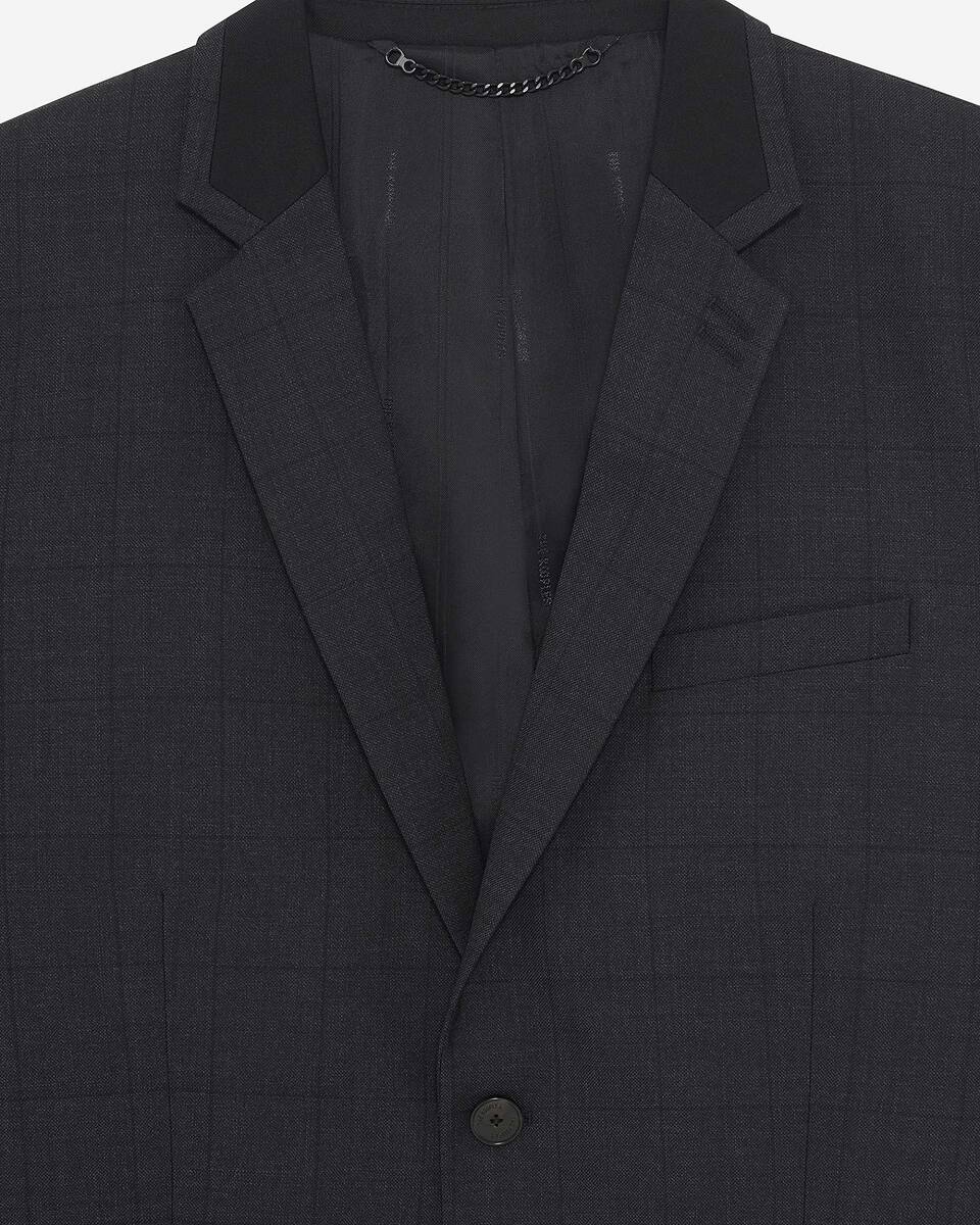 Black wool plaid suit jacket