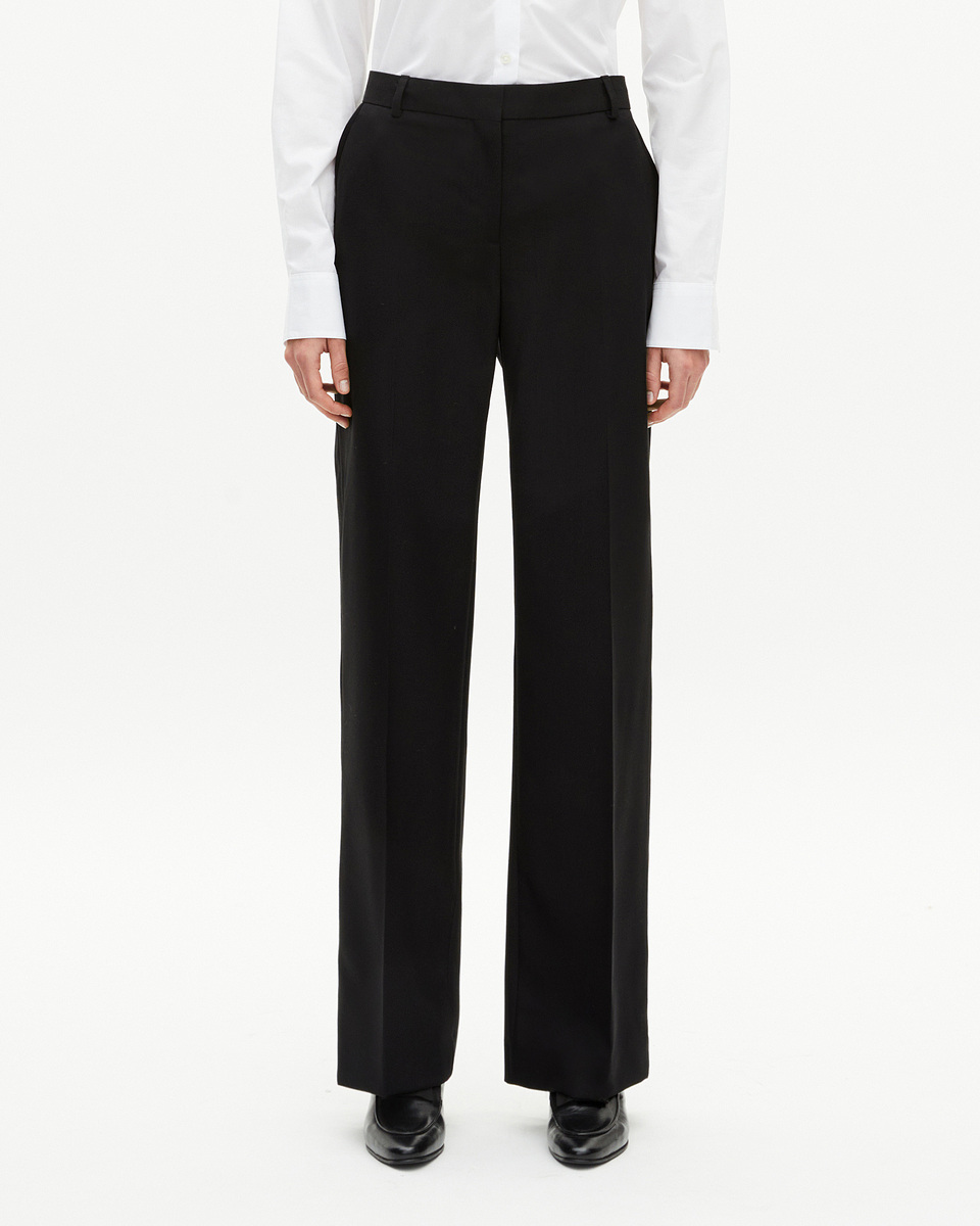 Wide-leg pants with black satin details