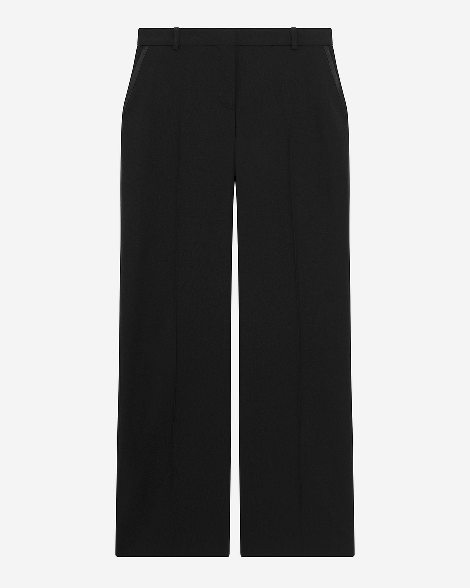Wide-leg pants with black satin details