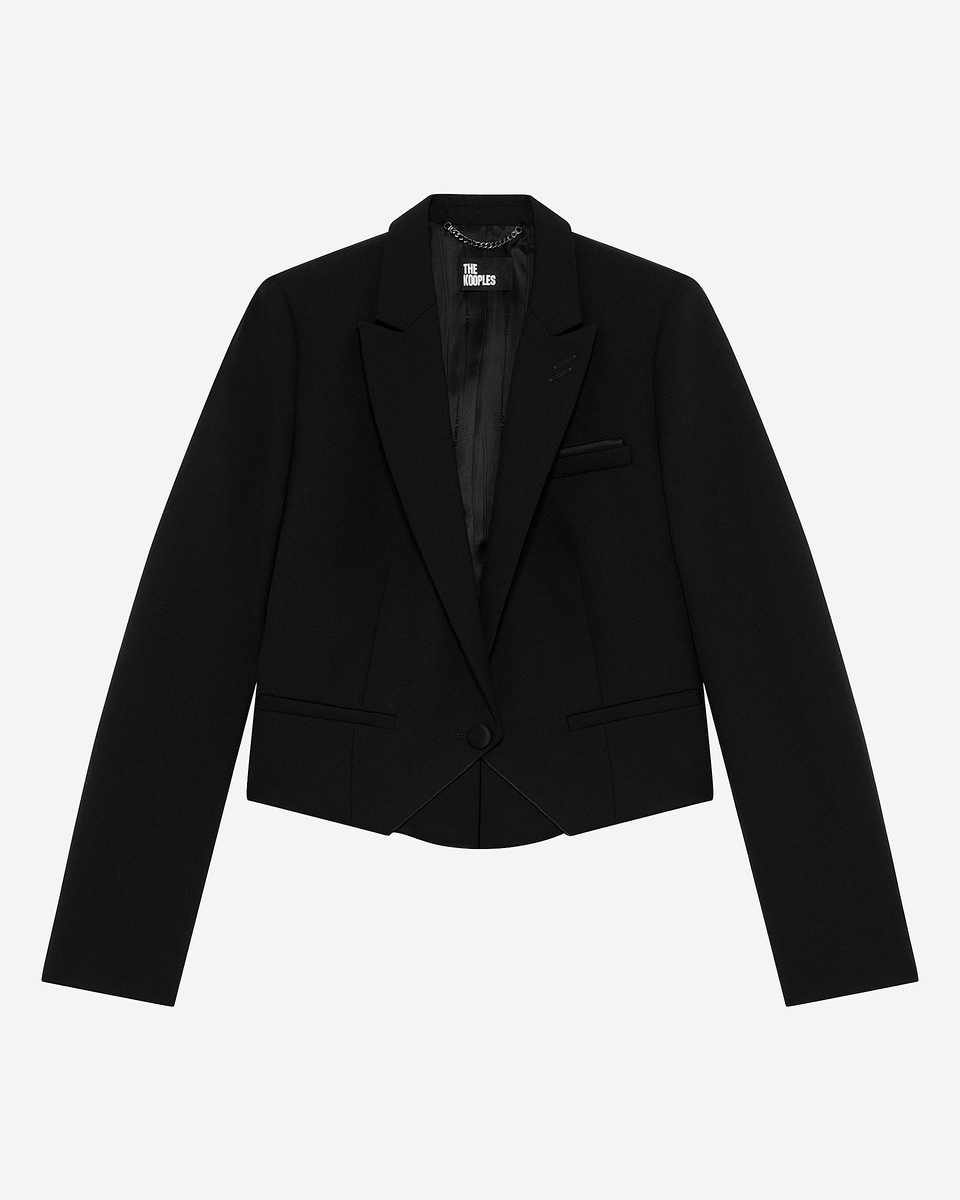 Short asymmetrical black jacket