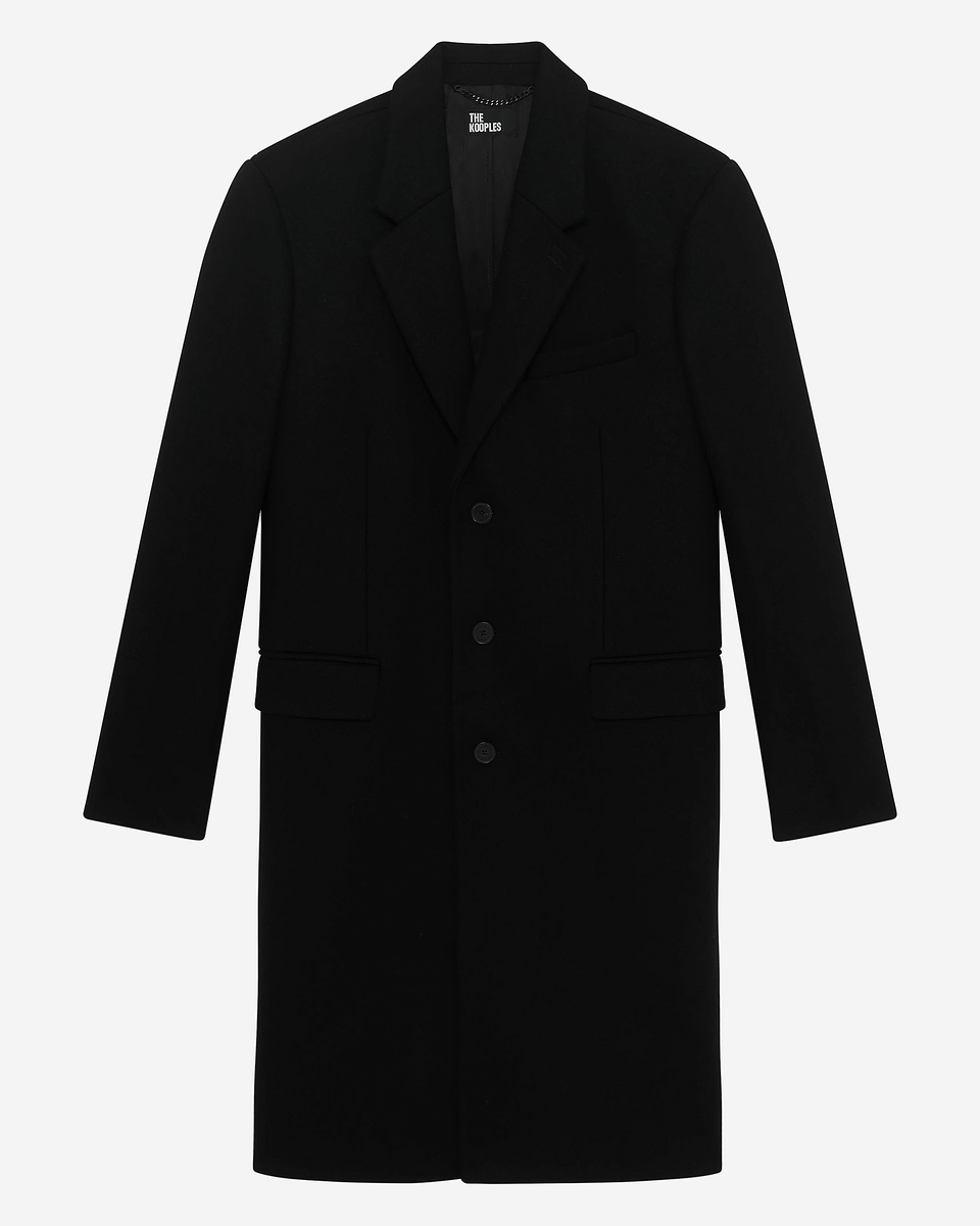 Black leather lapel collar coat