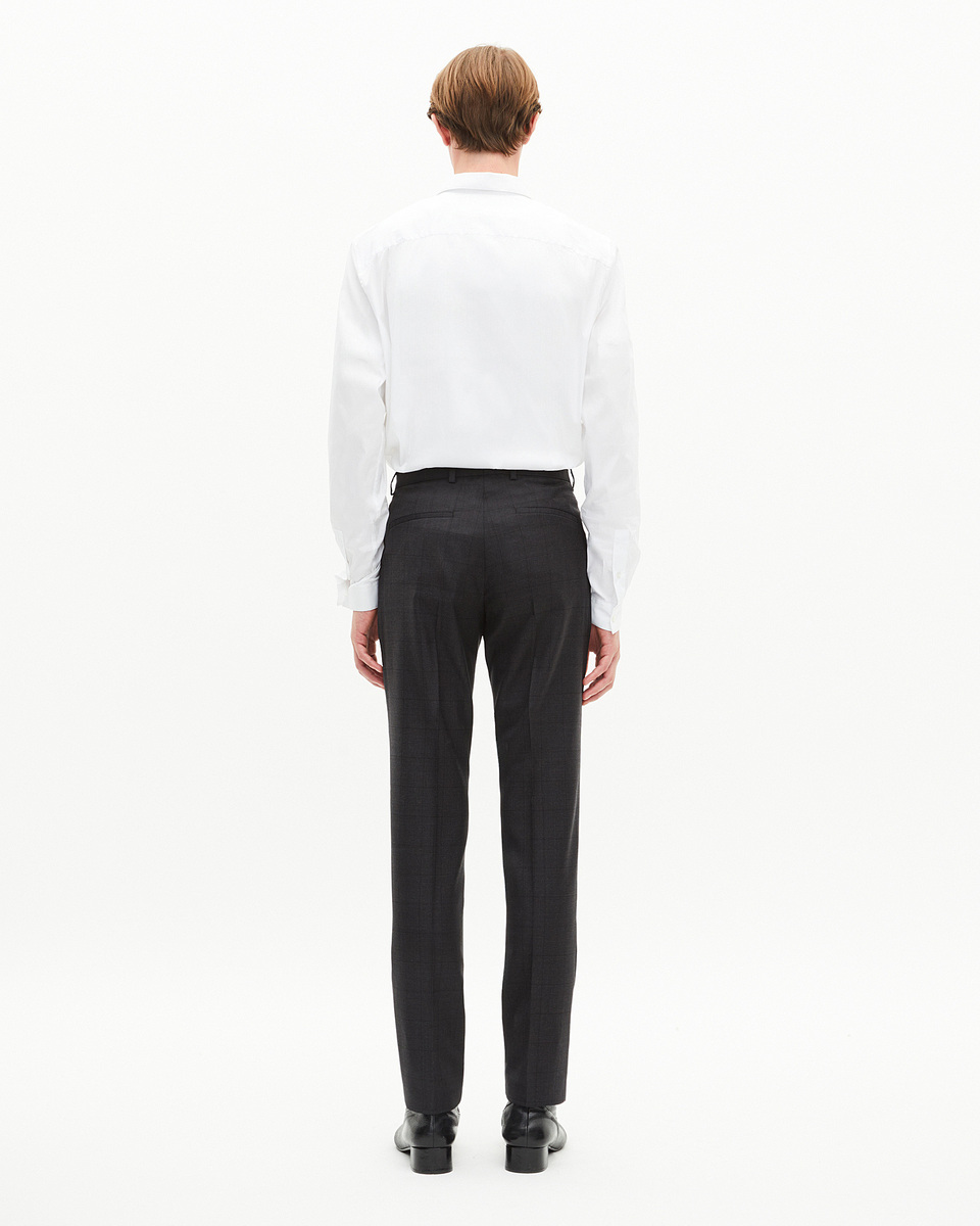 Black wool plaid slim fit suit pants