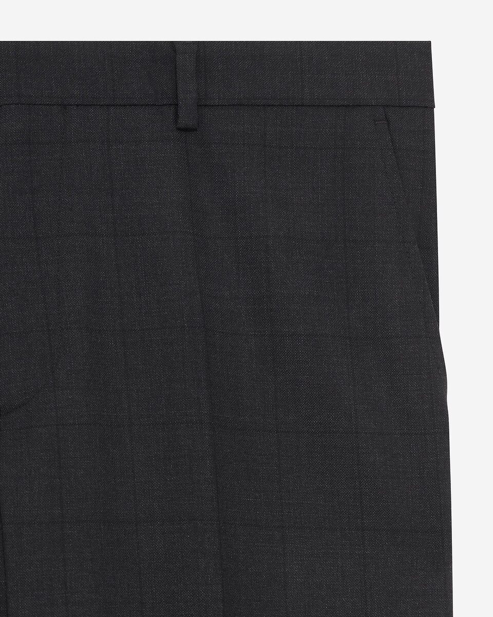 Black wool plaid slim fit suit pants