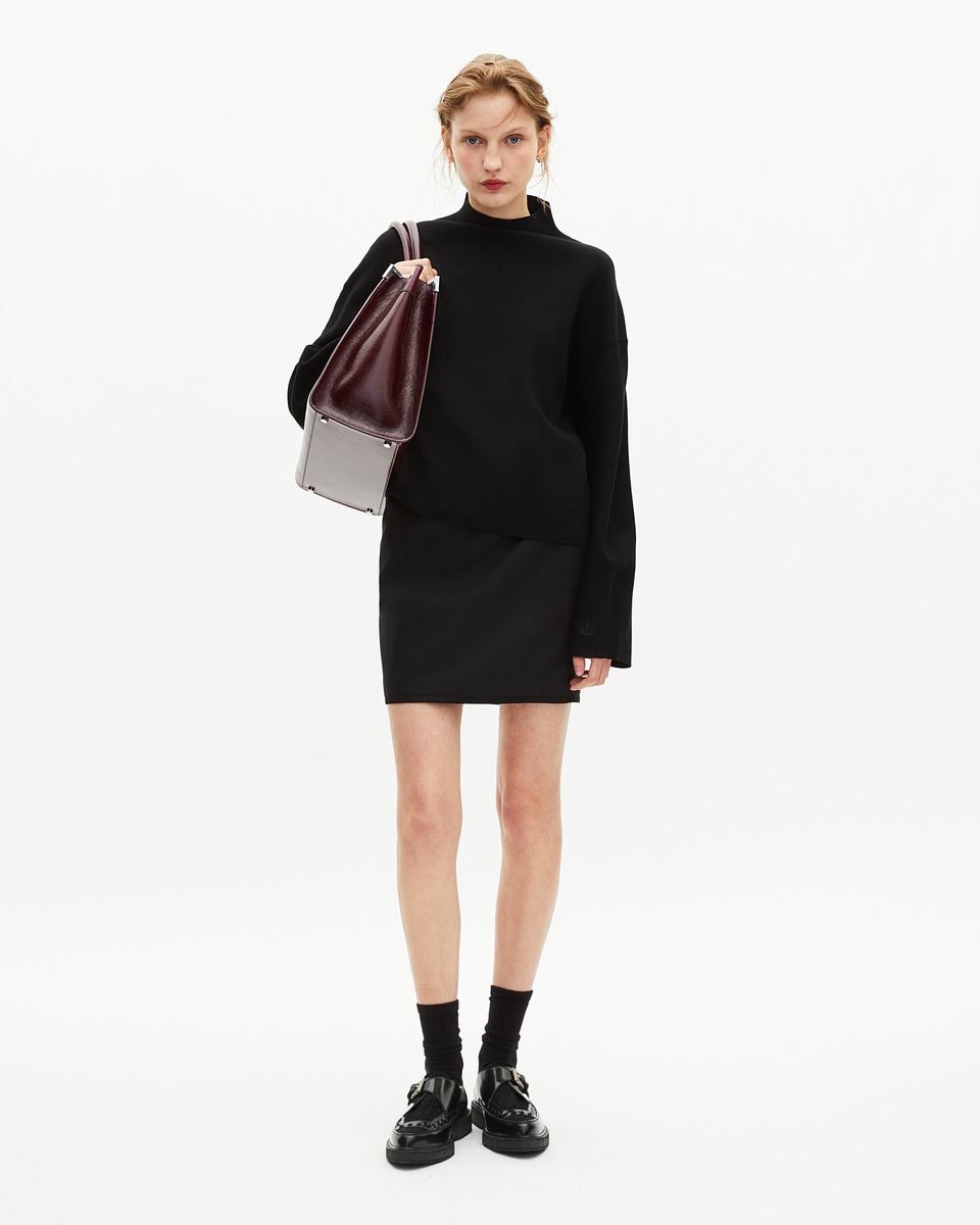 Black mock-neck sweater
