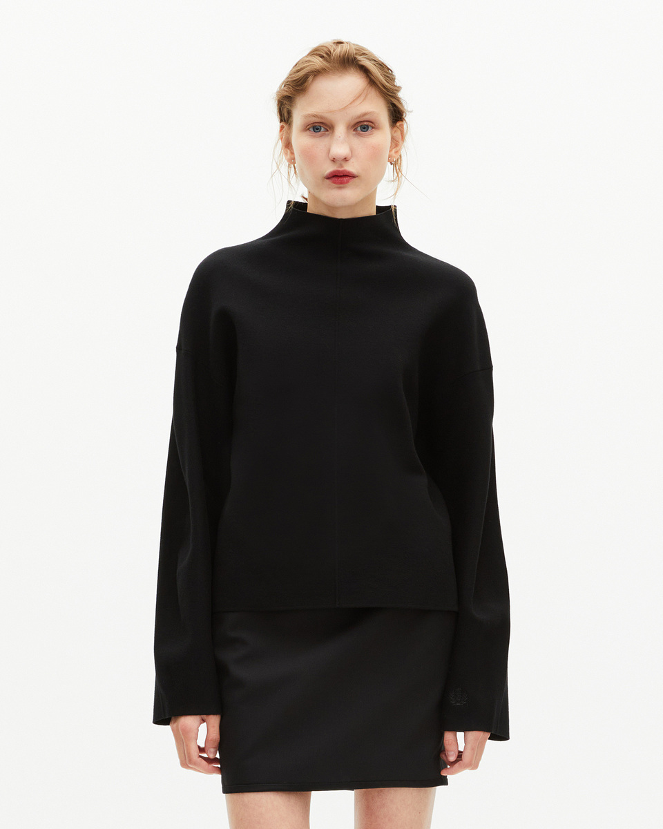 Black mock-neck sweater