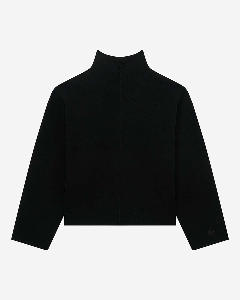Black mock-neck sweater