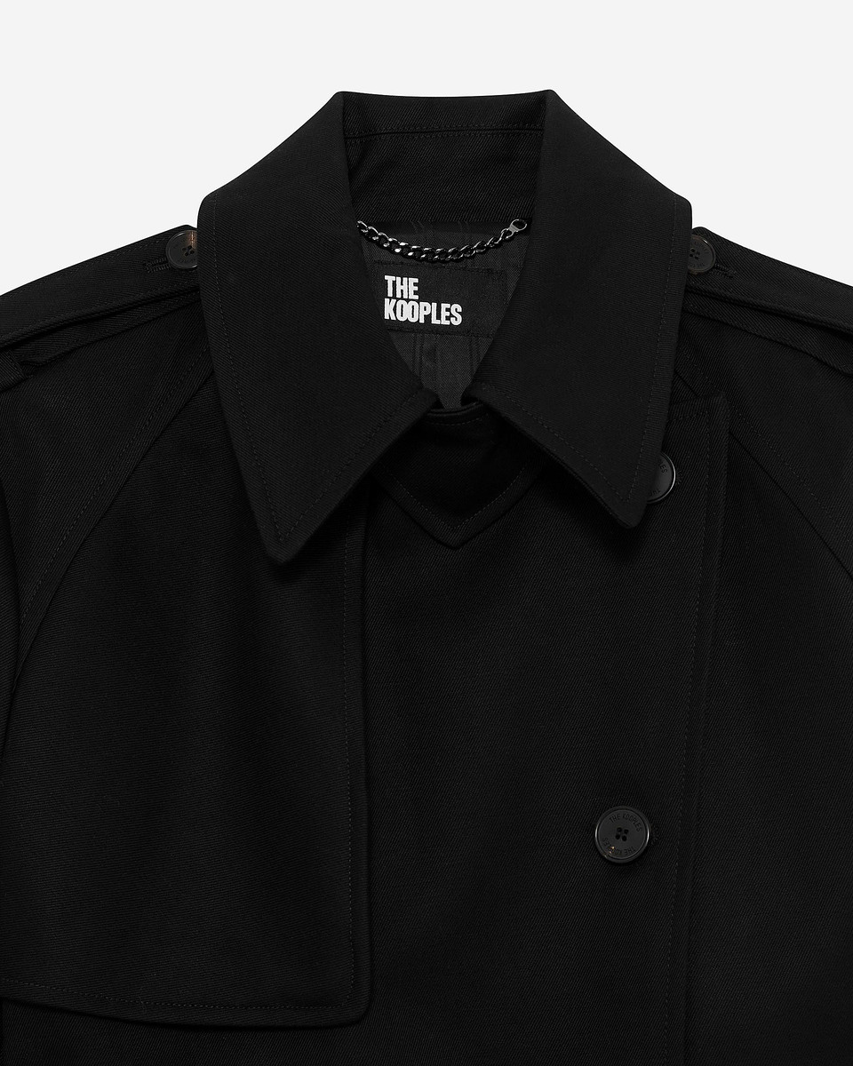 Long black cotton trench coat