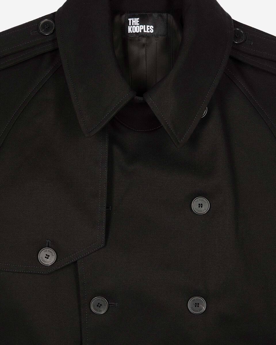 Straight cut trench coat in black cotton