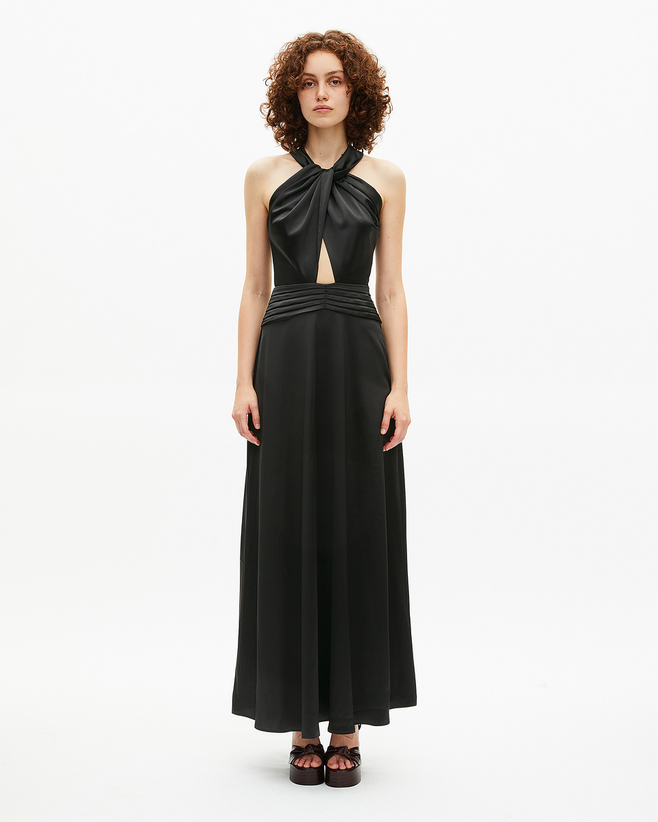 Black sleeveless maxi dress