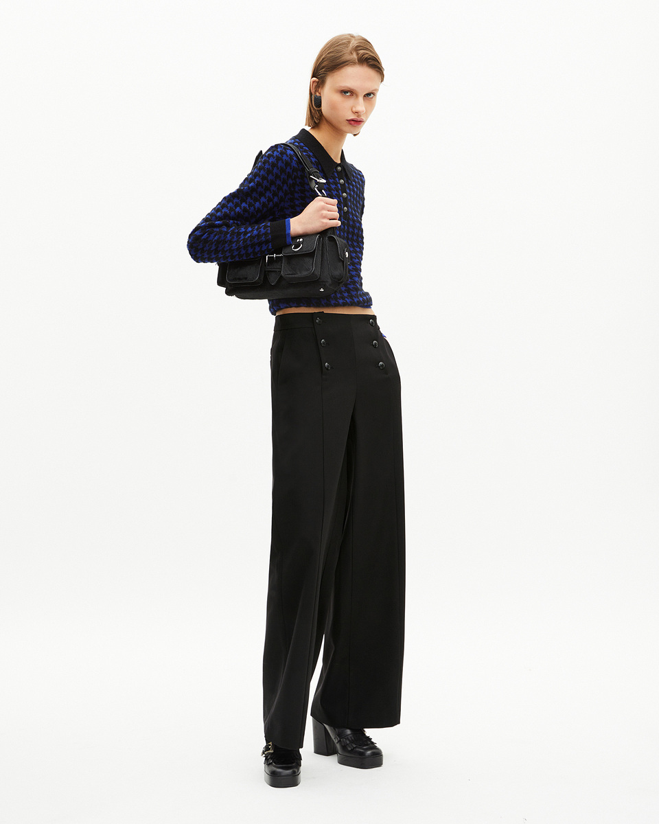 Straight-leg pants with black bridge