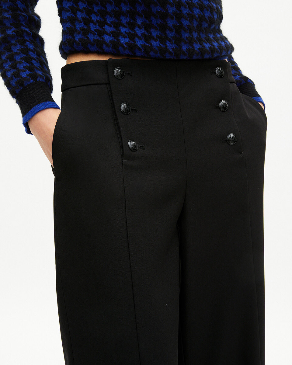 Straight-leg pants with black bridge