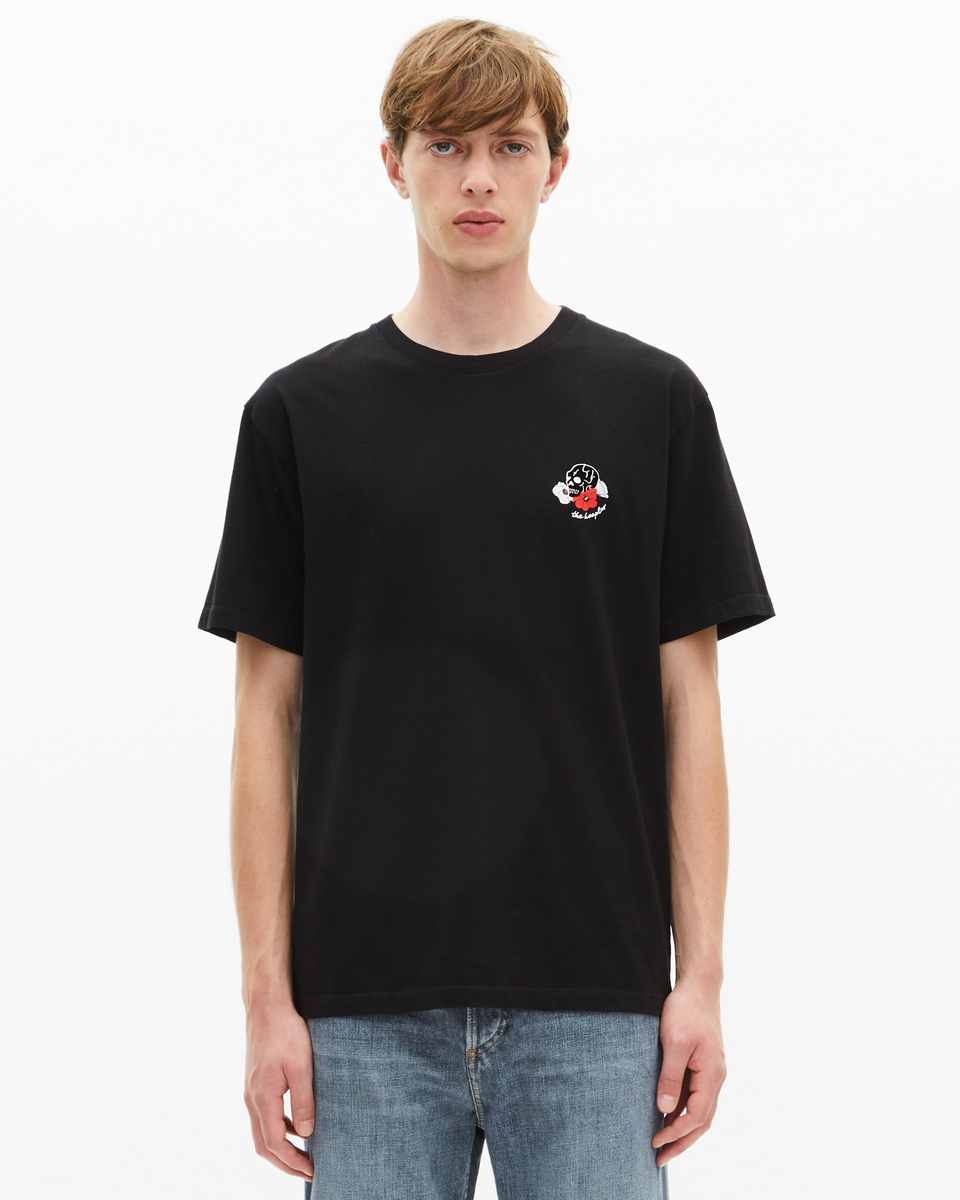 T-shirt with black skull flocking