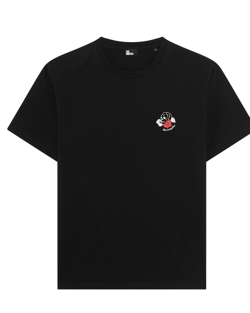 T-shirt with black skull flocking