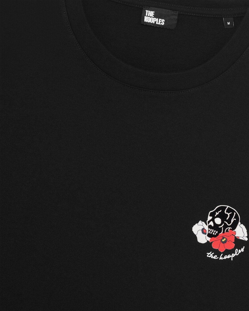 T-shirt with black skull flocking