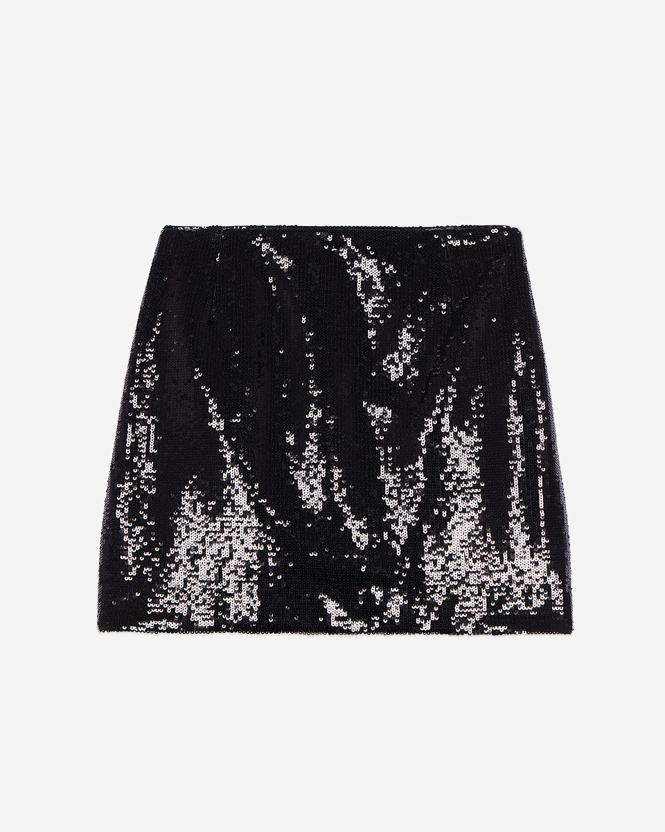 Short black sequin skirt