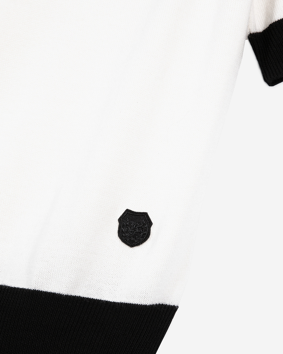 Short-sleeved ecru wool sweater