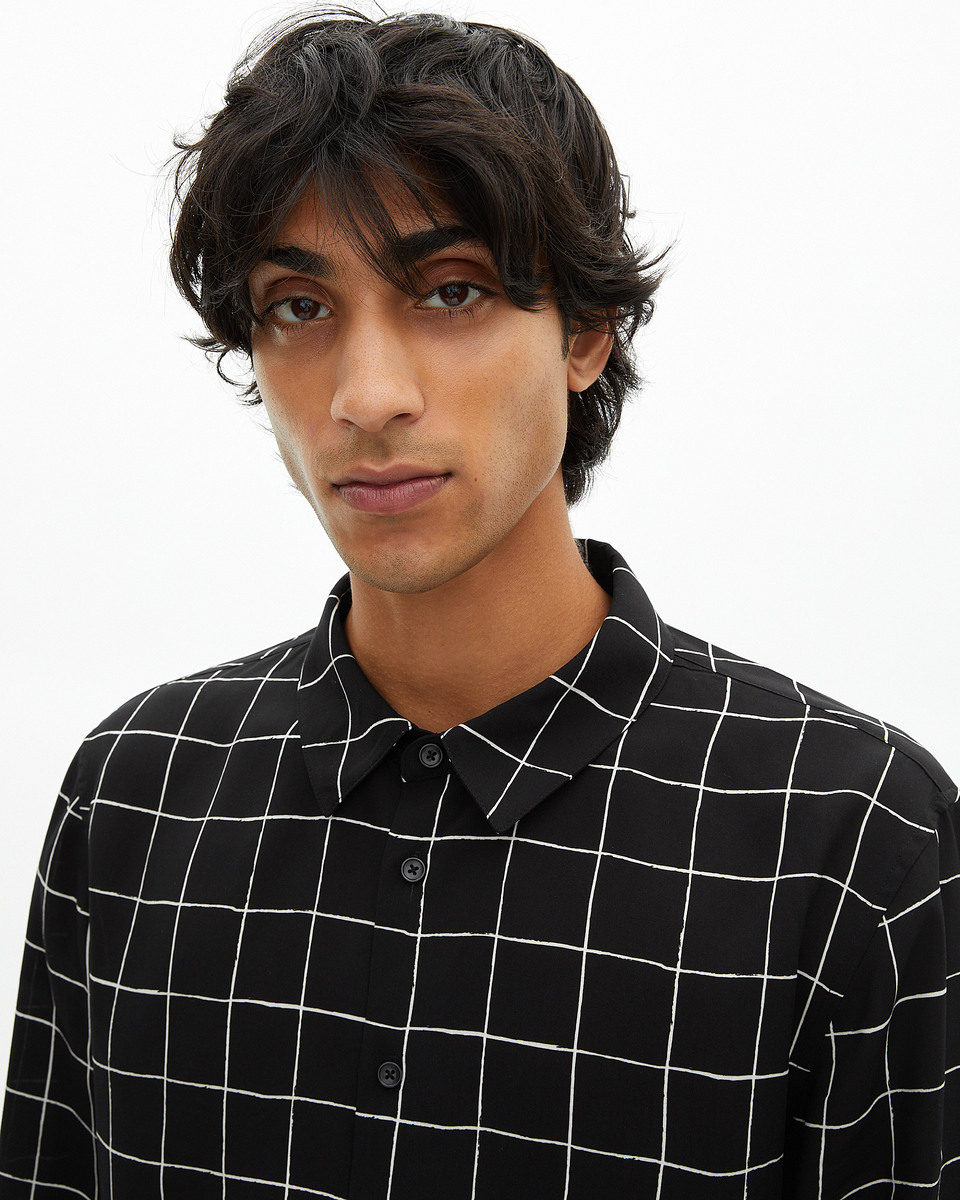Black plaid shirt