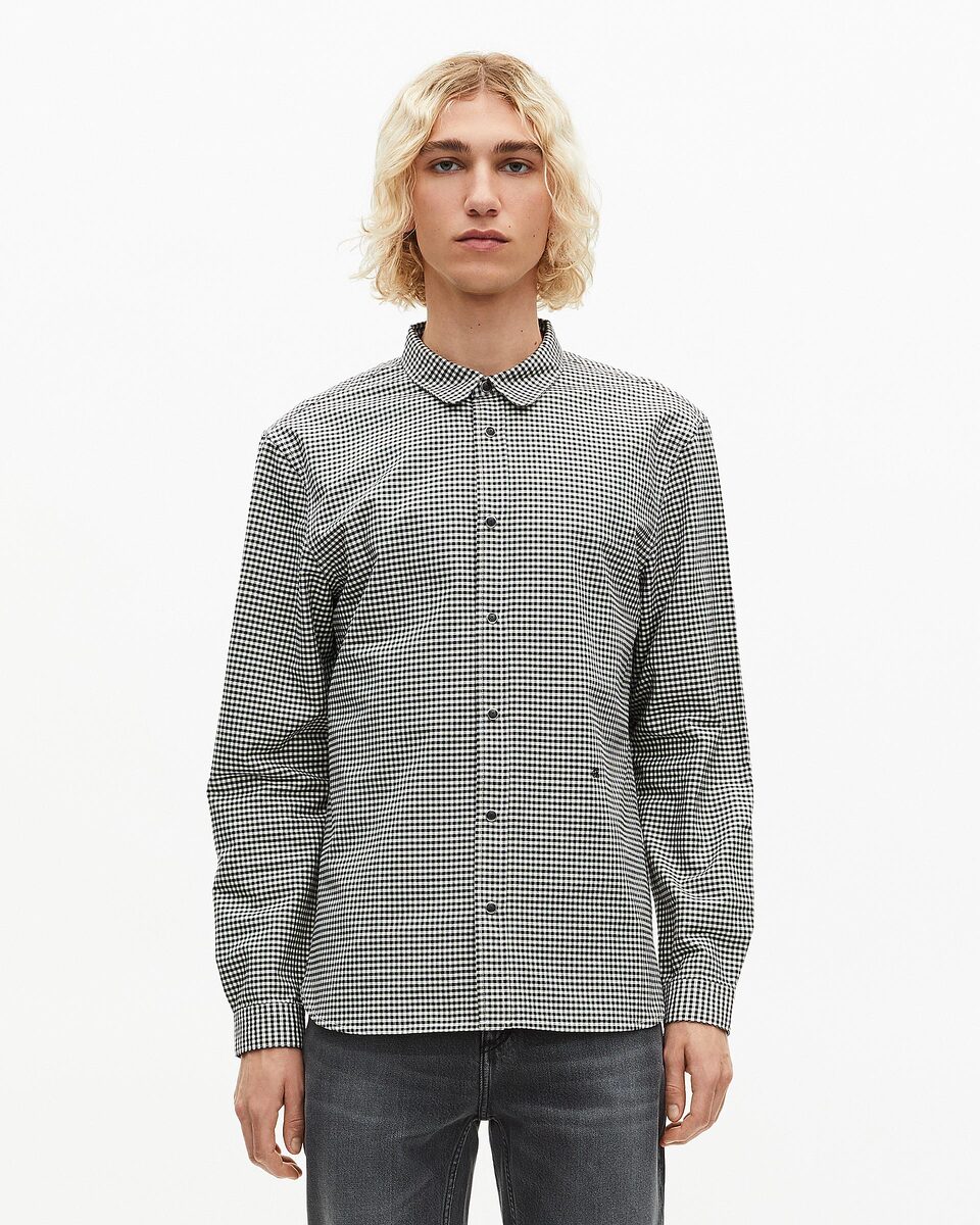 White and black checkered shirt