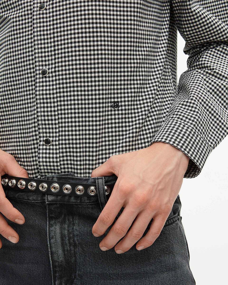 White and black checkered shirt