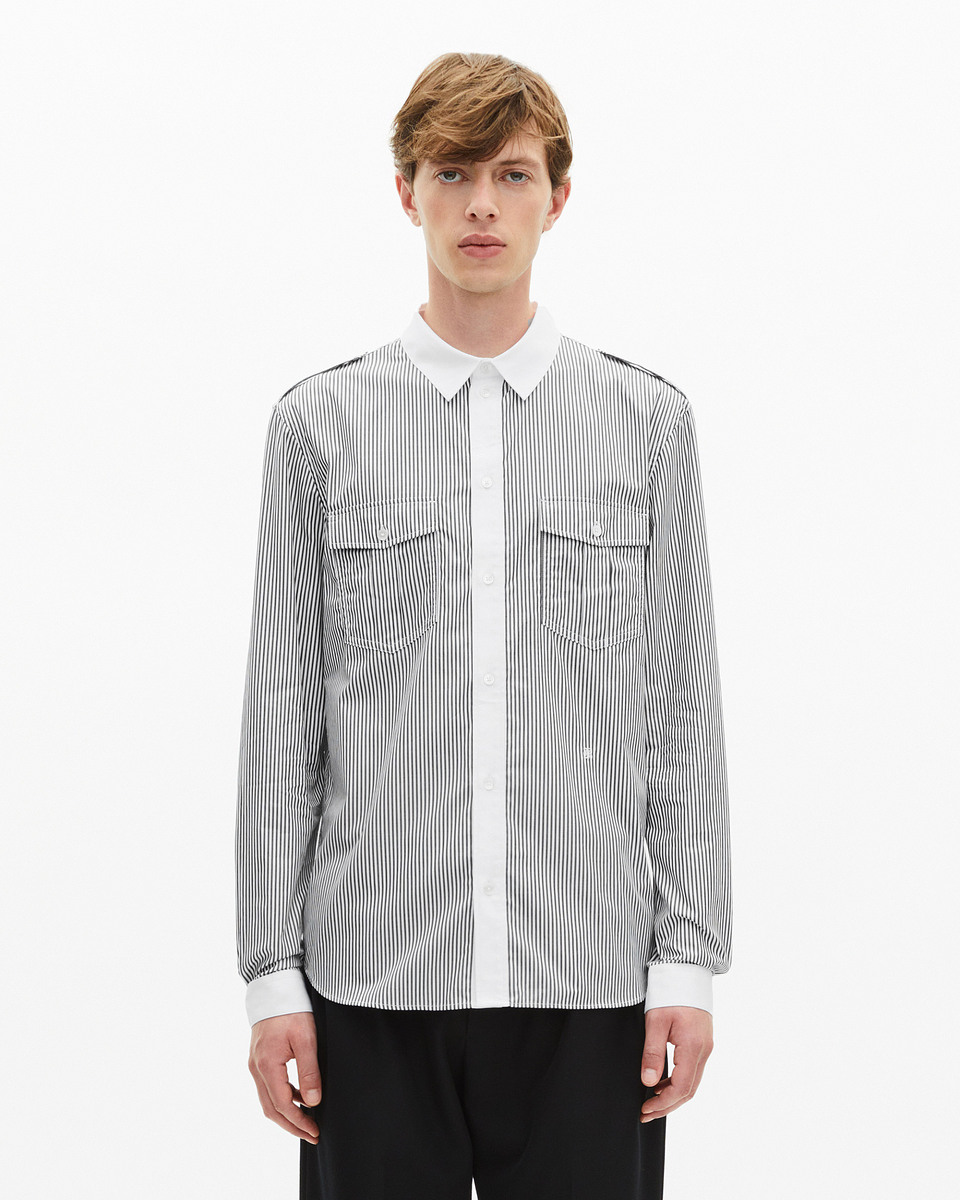 White and black pinstripe shirt