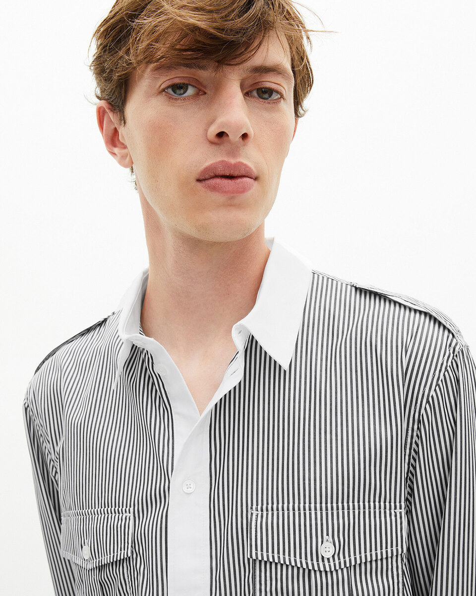 White and black pinstripe shirt
