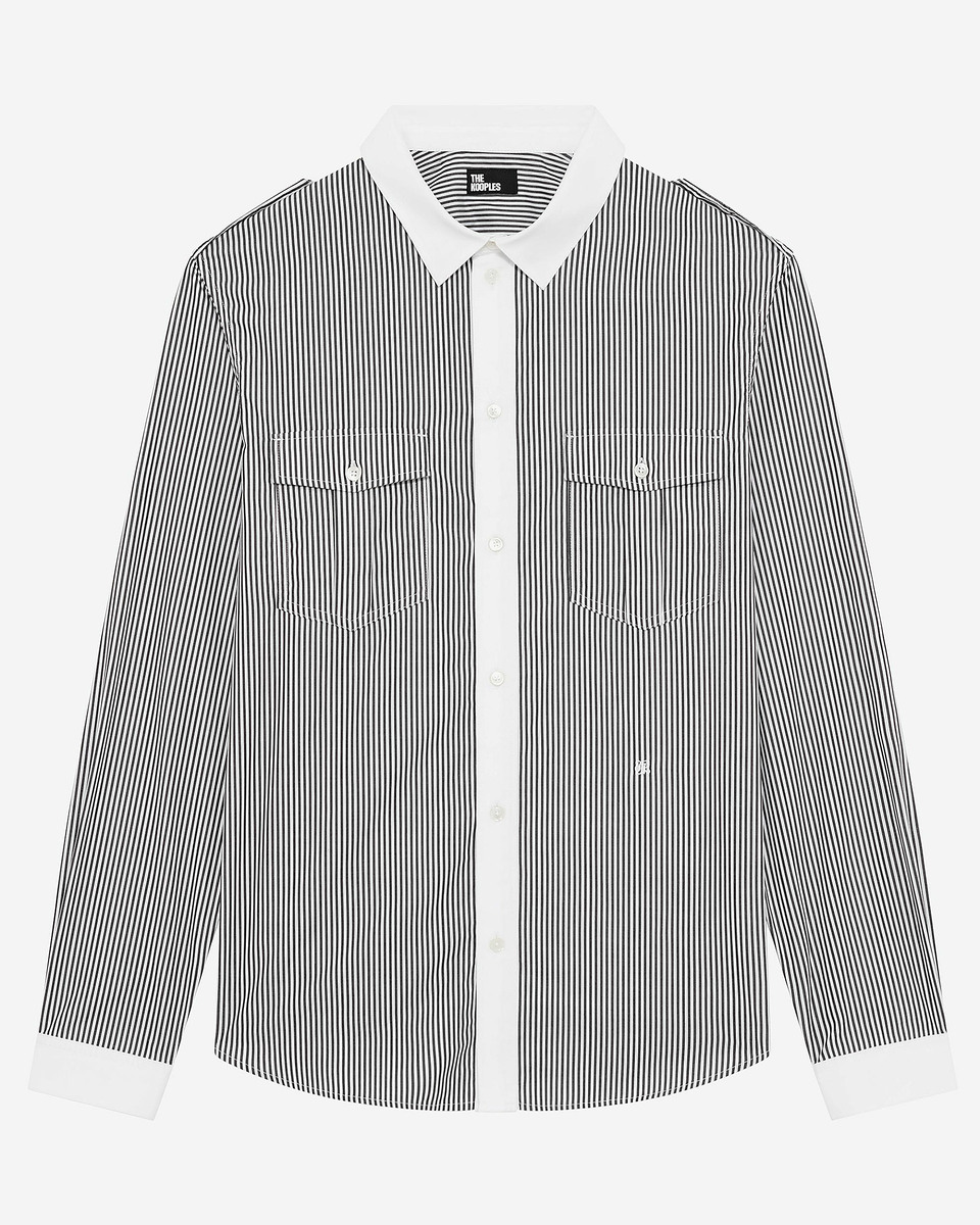 White and black pinstripe shirt