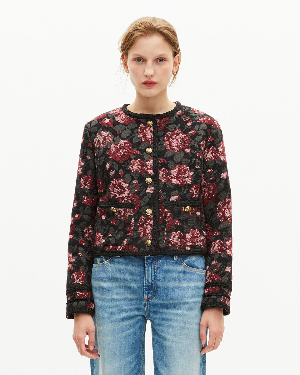Burgundy pink jacquard jacket