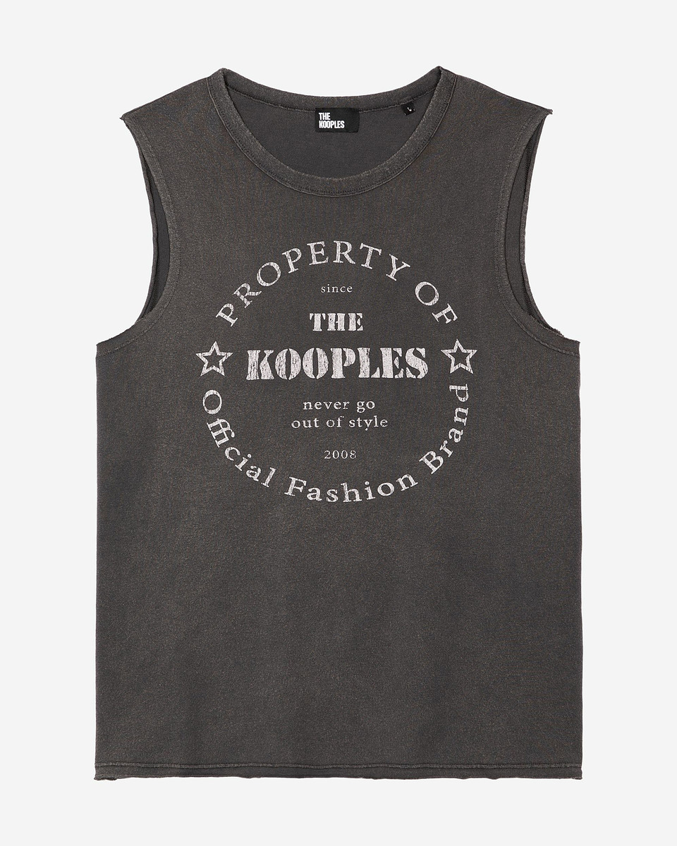 Tank top with faded black screen print