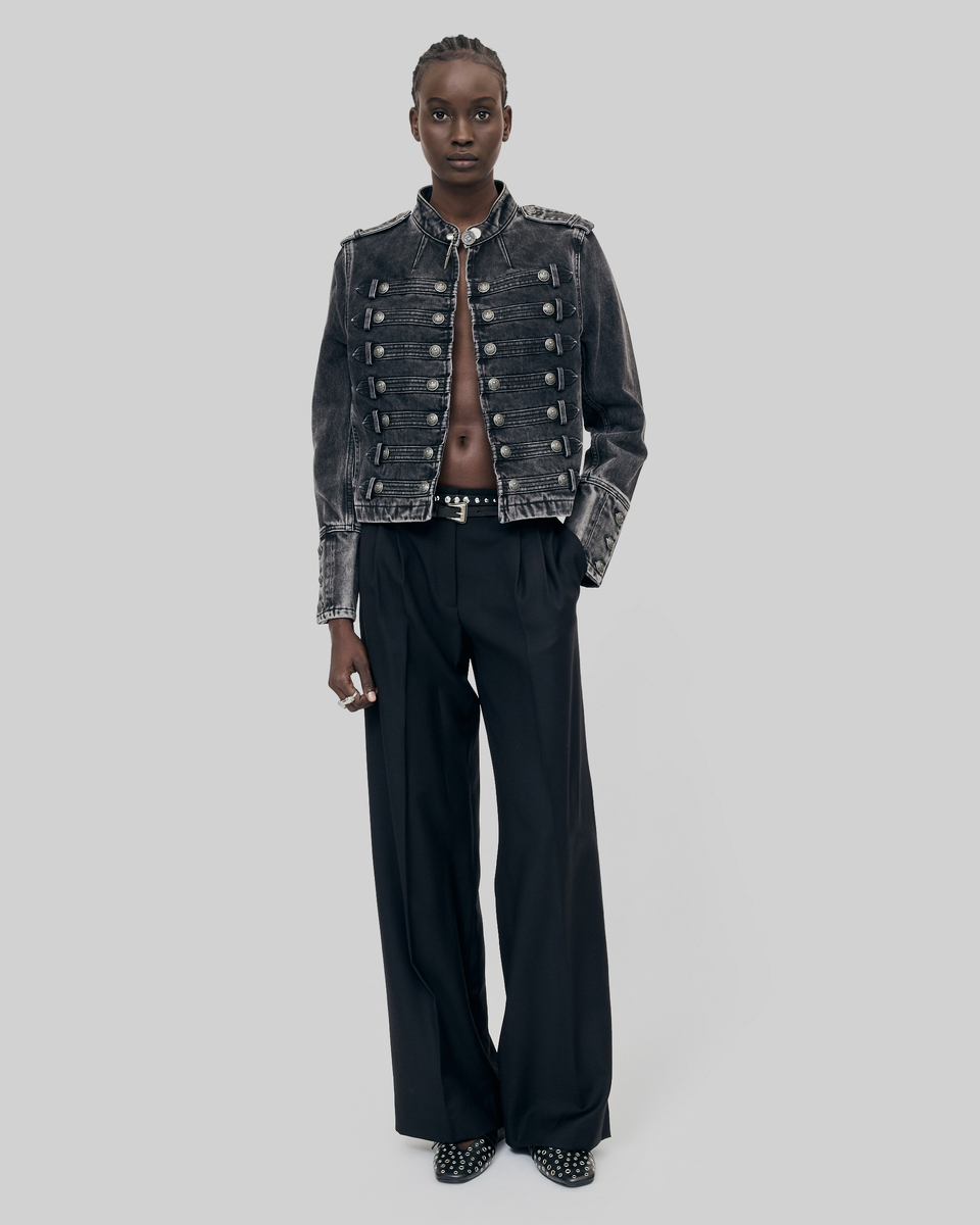 Grey denim officer-style jacket