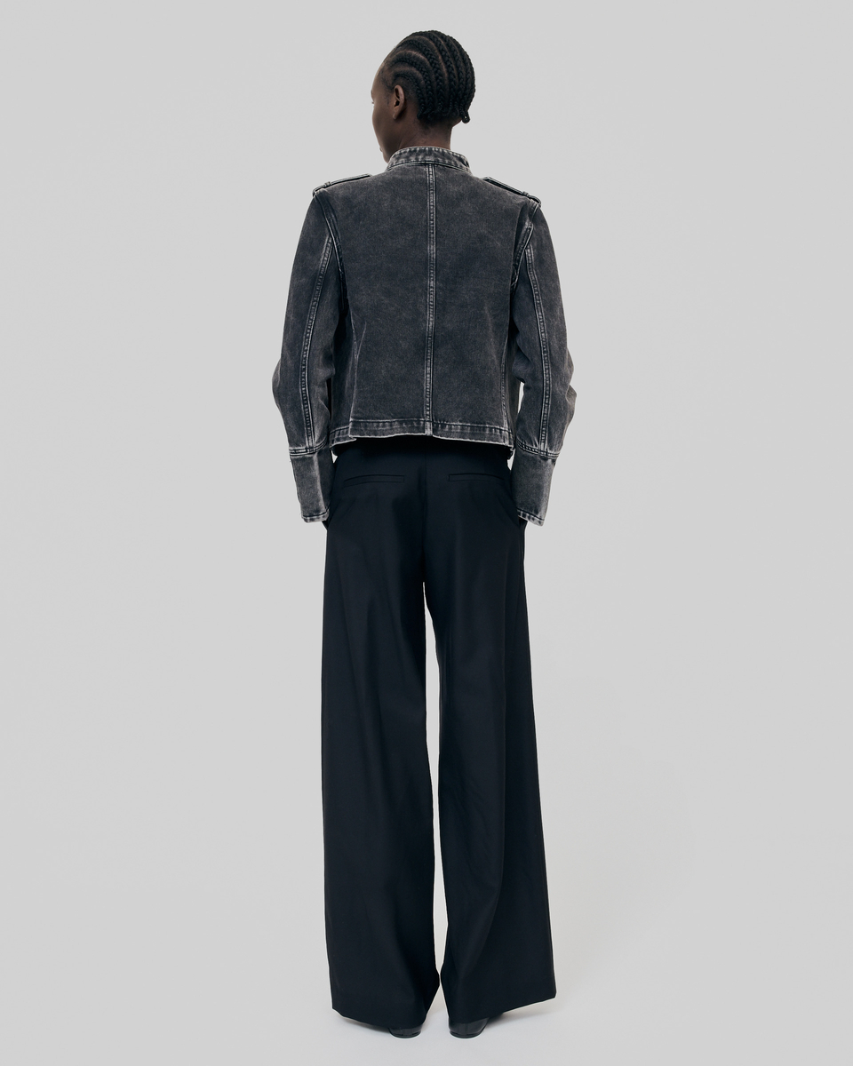 Grey denim officer-style jacket