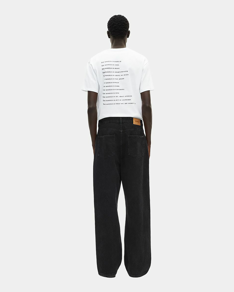 Black ribbed-effect baggy jeans